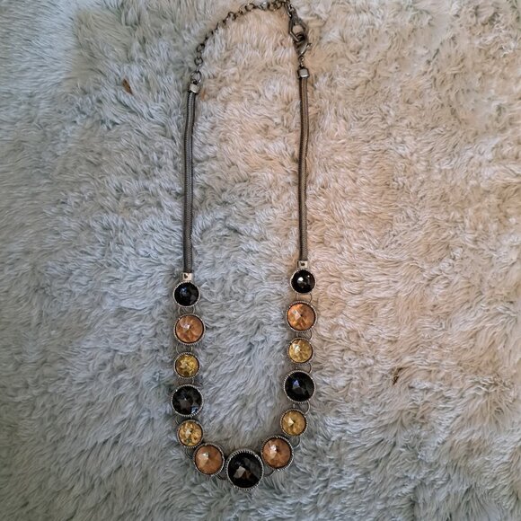 Simply Vera Round Rhinestone Pendant Silver Tone Necklace - Picture 1 of 3